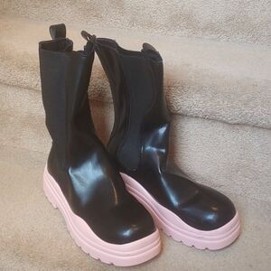 Black and Pink Boots